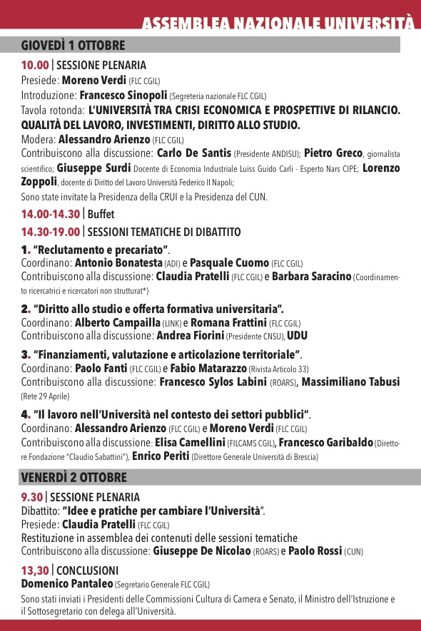 FLC CGIL - Convegno Università - Programma